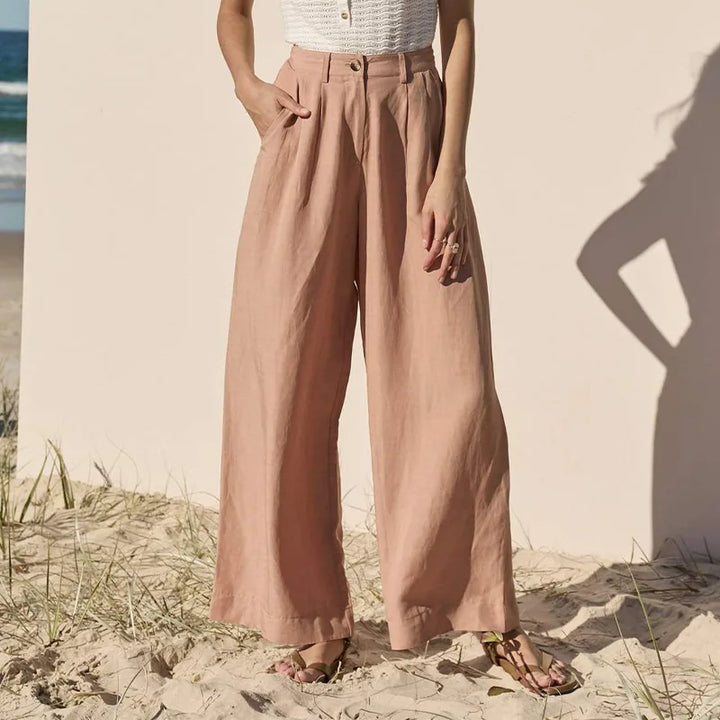 Muse & Valeur | Linen Trousers for Women, Summer Fit, Natural Color