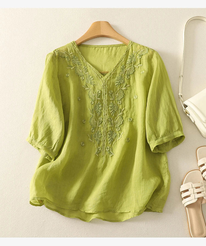 Muse and Valeur | V-Neck Cotton Blouse