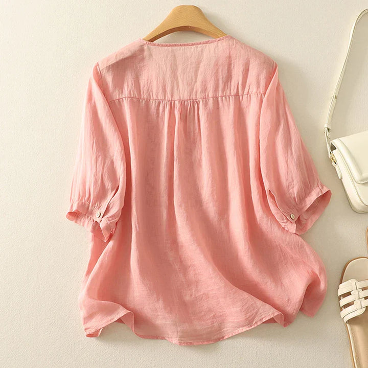 Muse and Valeur | V-Neck Cotton Blouse
