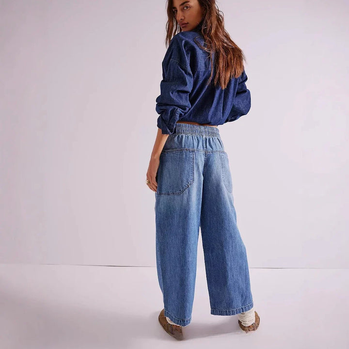 Muse & Valeur | Drawstring Jeans for Women in Denim Blue