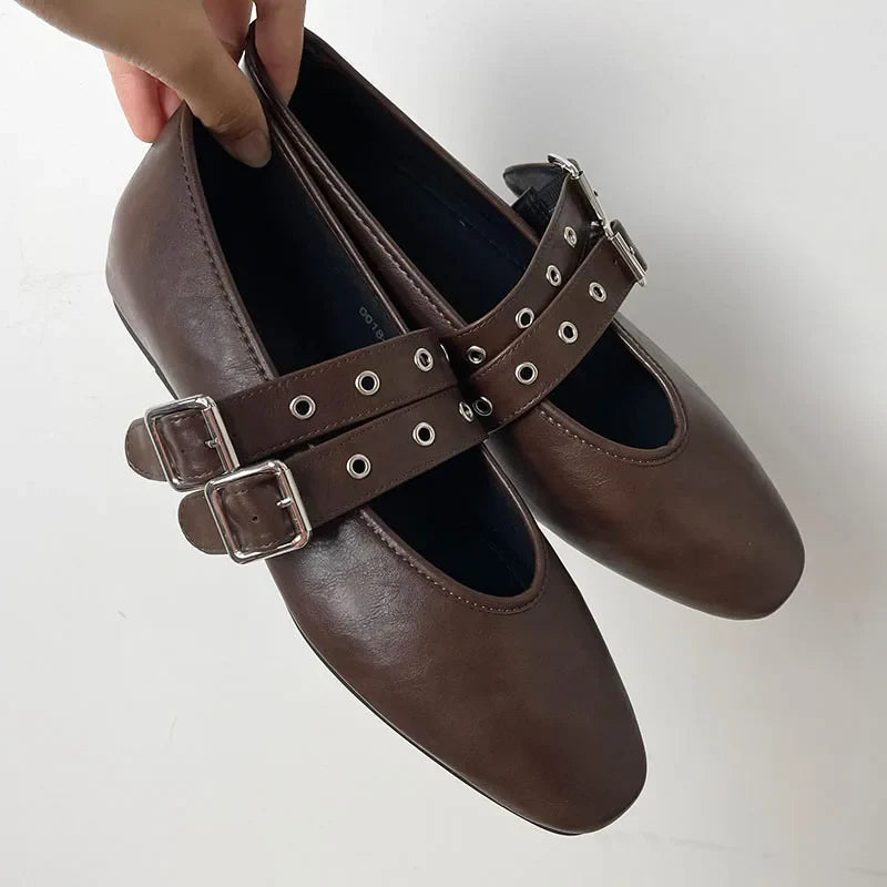 Muse & Valeur | Mary Jane Flats for Women in Black Leather