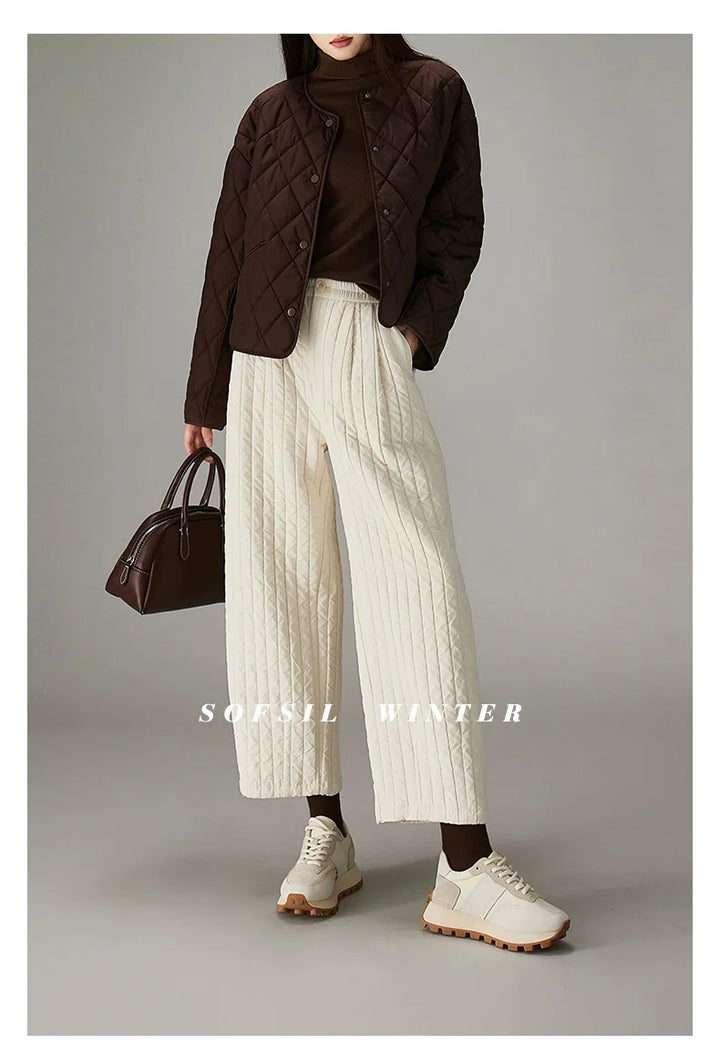 Muse & Valeur | Cotton Wide-Leg Pants for Women in Beige