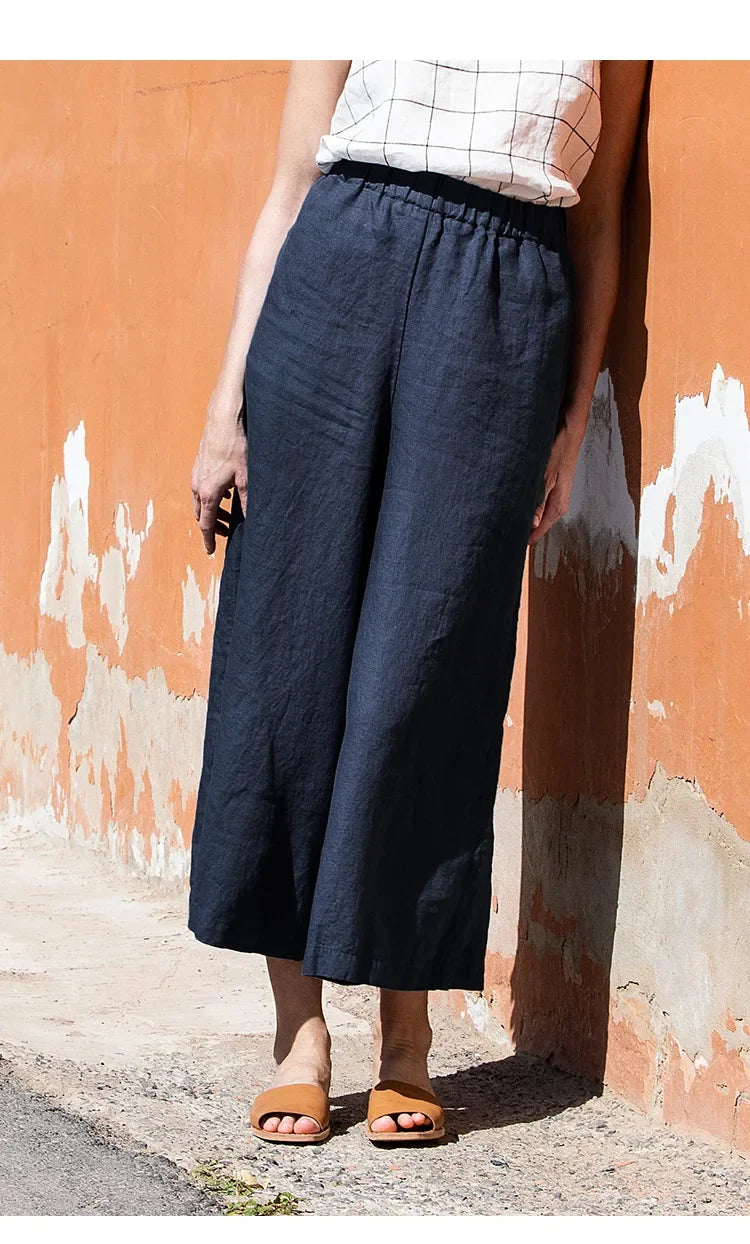 Muse & Valeur | Wide Leg Linen Pant for Women in Natural Color