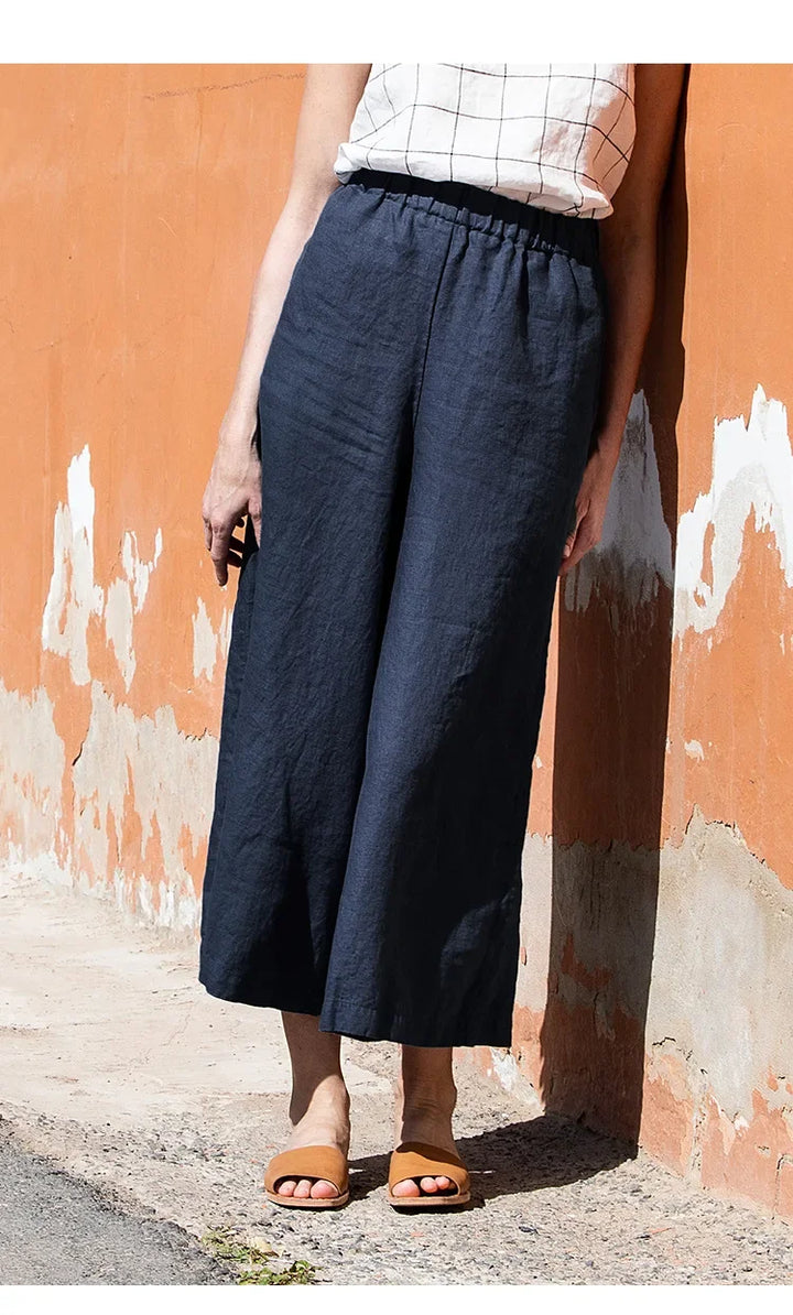 Muse & Valeur | Wide Leg Linen Pant for Women in Natural Color