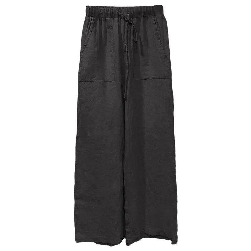 Muse & Valeur | Linen Straight Pants for Women with Drawstring