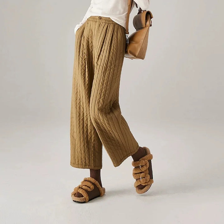 Muse & Valeur | Cotton Wide-Leg Pants for Women in Beige