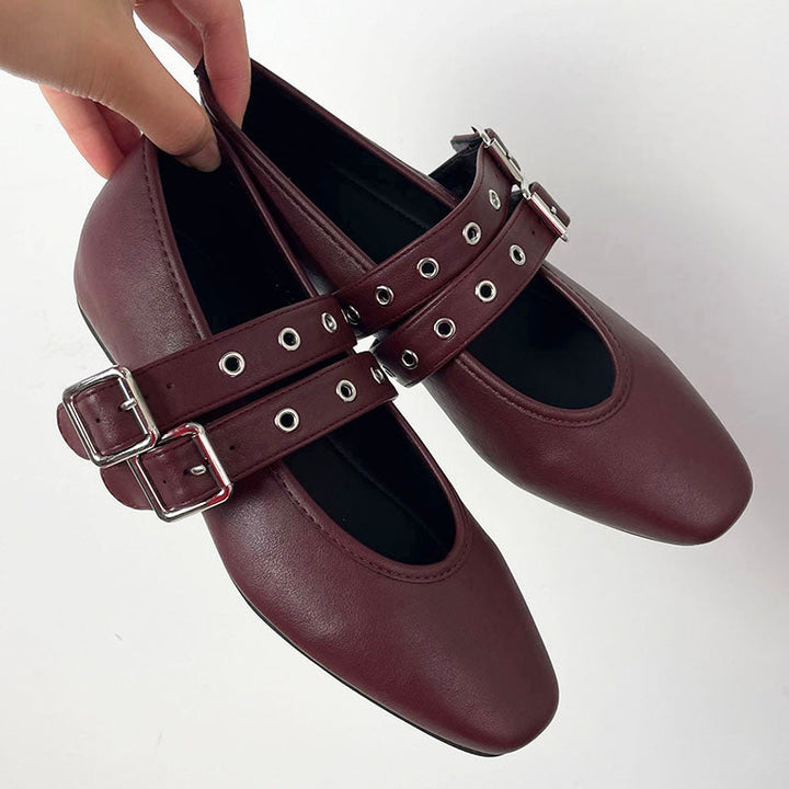 Muse & Valeur | Mary Jane Flats for Women in Black Leather