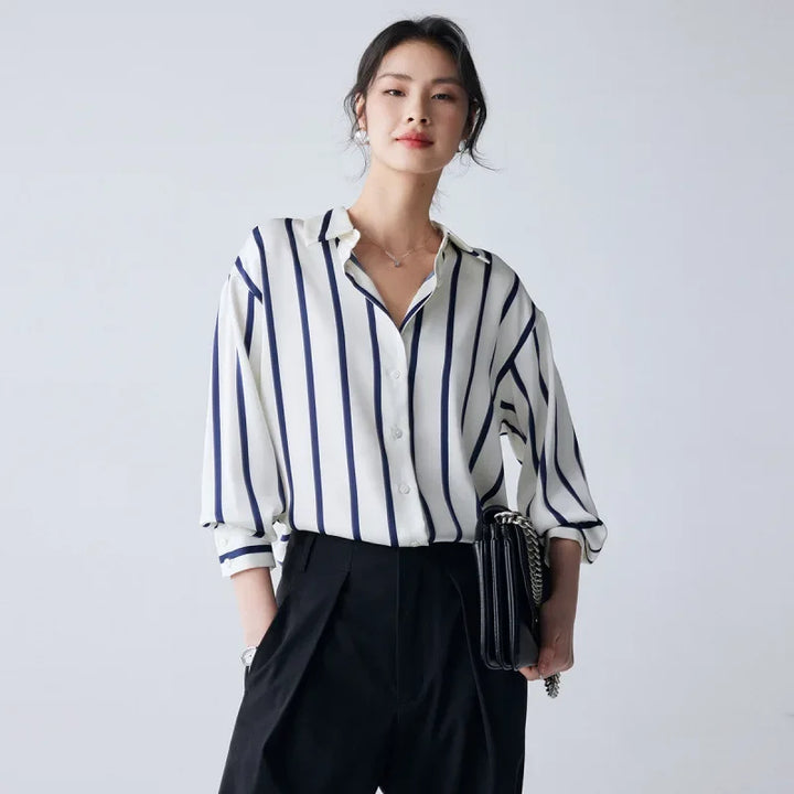 Muse and Valeur | Satin Blouse | Stripe