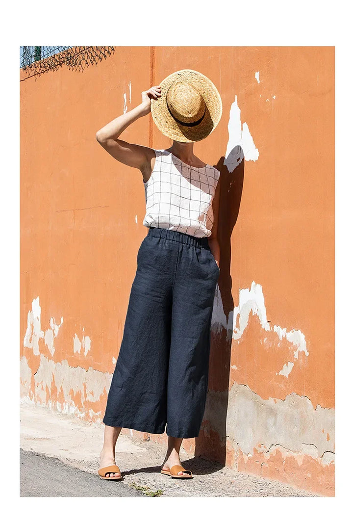 Muse & Valeur | Wide Leg Linen Pant for Women in Natural Color