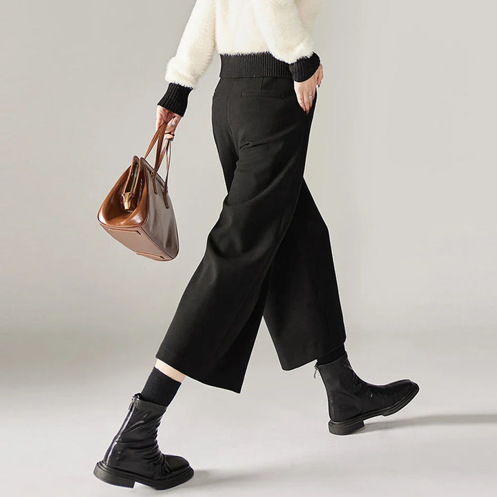 Muse & Valeur | Wool Wide Leg Pants for Women in Autumn Color