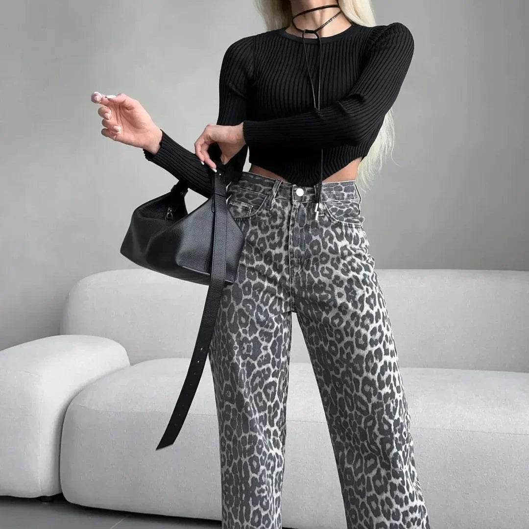 Muse & Valeur | Leopard Straight Jeans for Women