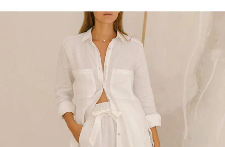 Muse & Valeur | Linen Wide Leg Pant for Women in Ruffle Style