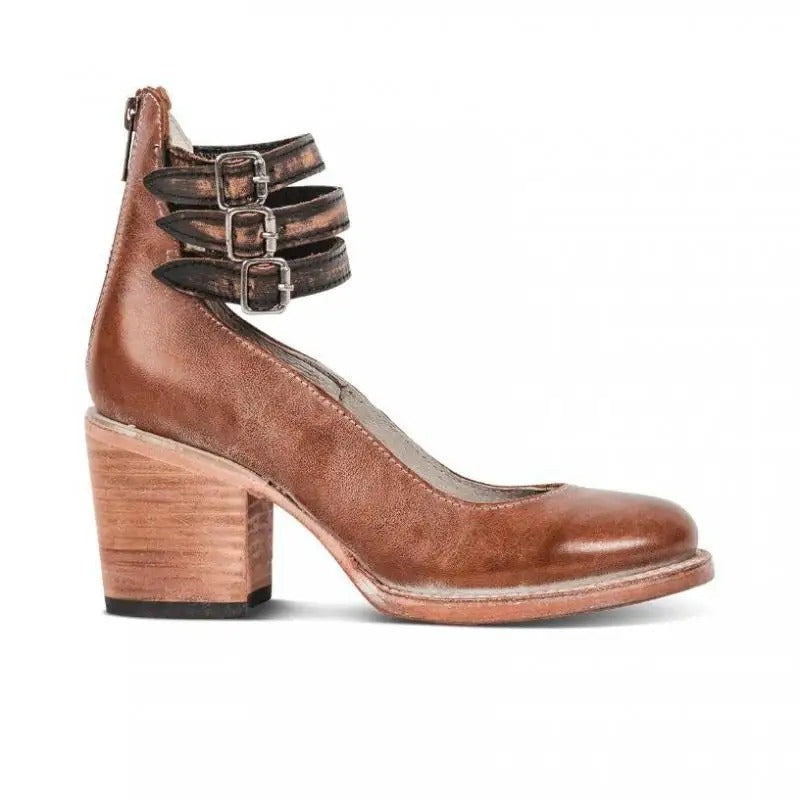 Muse & Valeur | Vintage Summer Heels for Women, Ankle Strap, Closed Toe