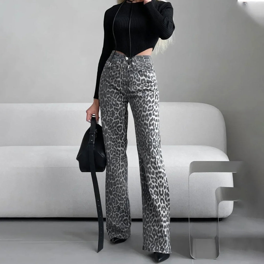Muse & Valeur | Leopard Straight Jeans for Women