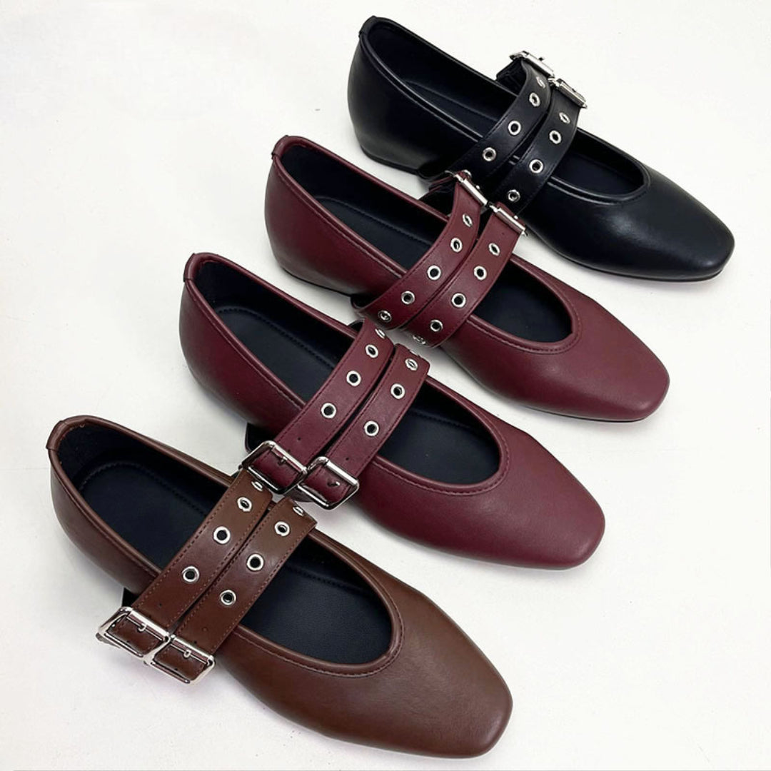 Muse & Valeur | Mary Jane Flats for Women in Black Leather