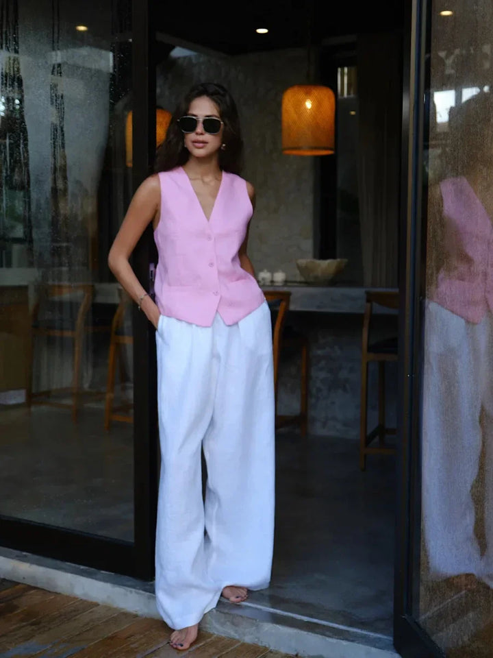 Muse & Valeur | Linen Wide-Leg Trousers for Women in Natural