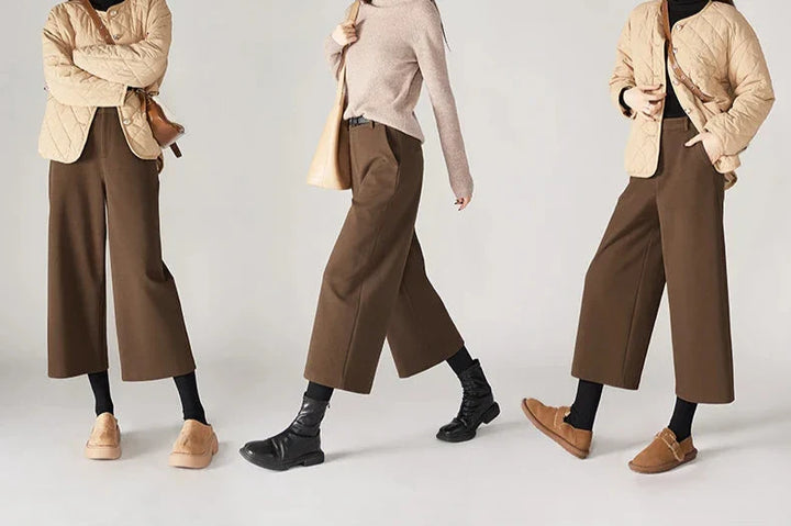 Muse & Valeur | Wool Wide Leg Pants for Women in Autumn Color