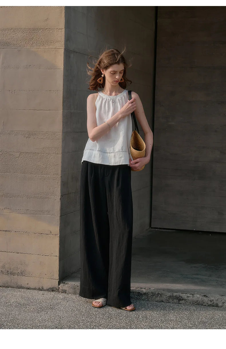 Muse & Valeur | Pleated Wide Leg Linen Pant