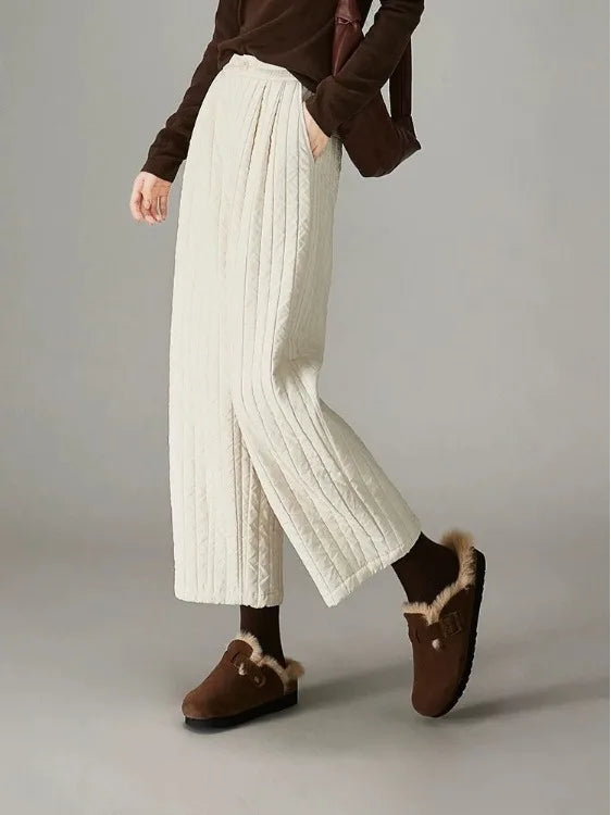 Muse & Valeur | Cotton Wide-Leg Pants for Women in Beige
