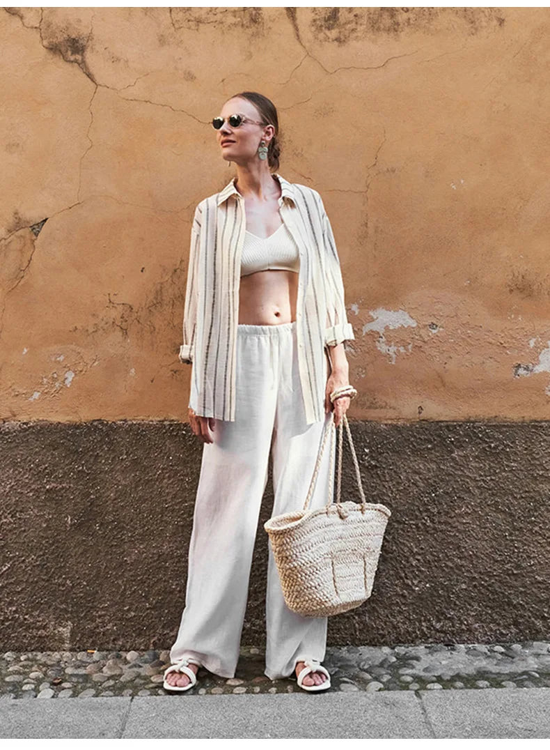 Muse & Valeur | Wide Leg Linen Pant for Women in Natural