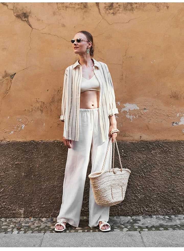 Muse & Valeur | Wide Leg Linen Pant for Women in Natural