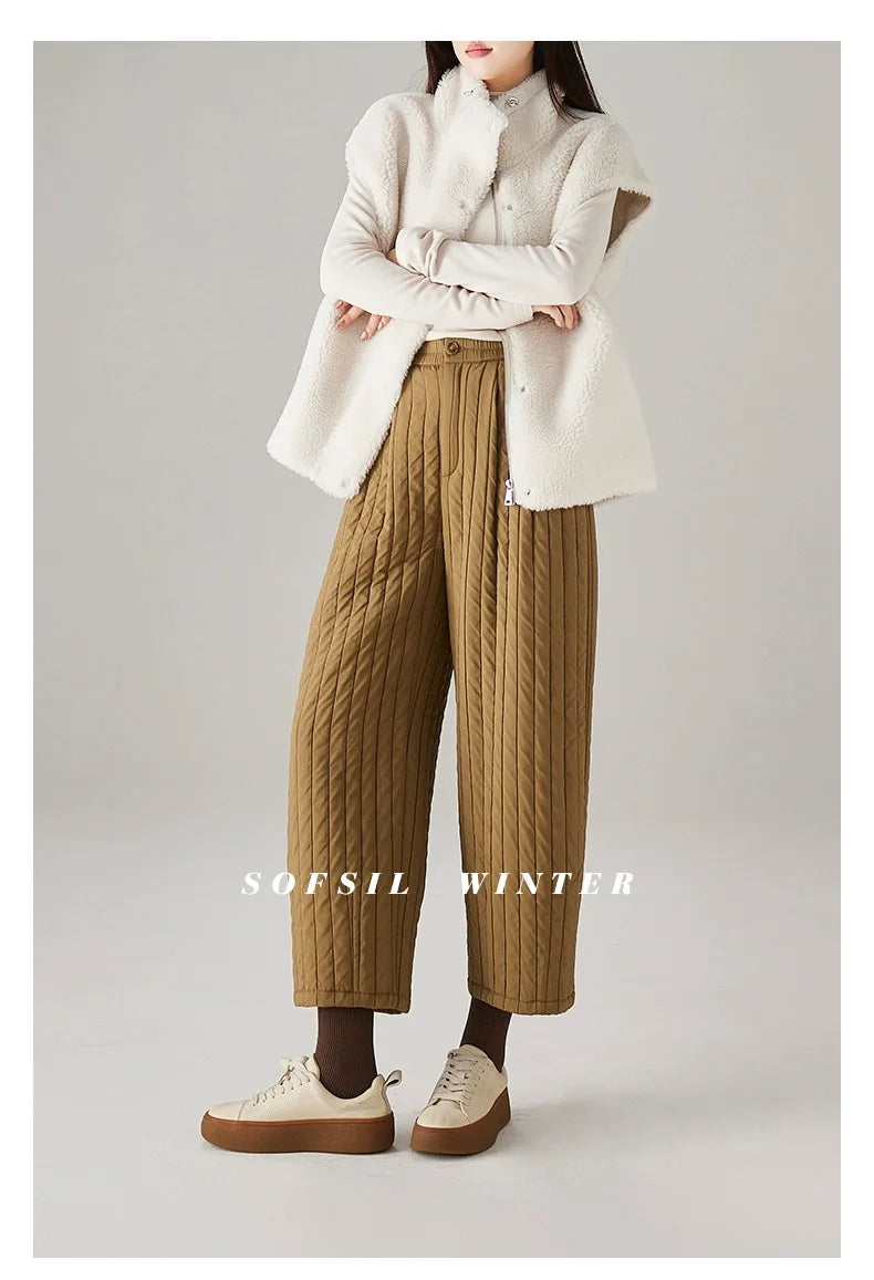 Muse & Valeur | Cotton Wide-Leg Pants for Women in Beige