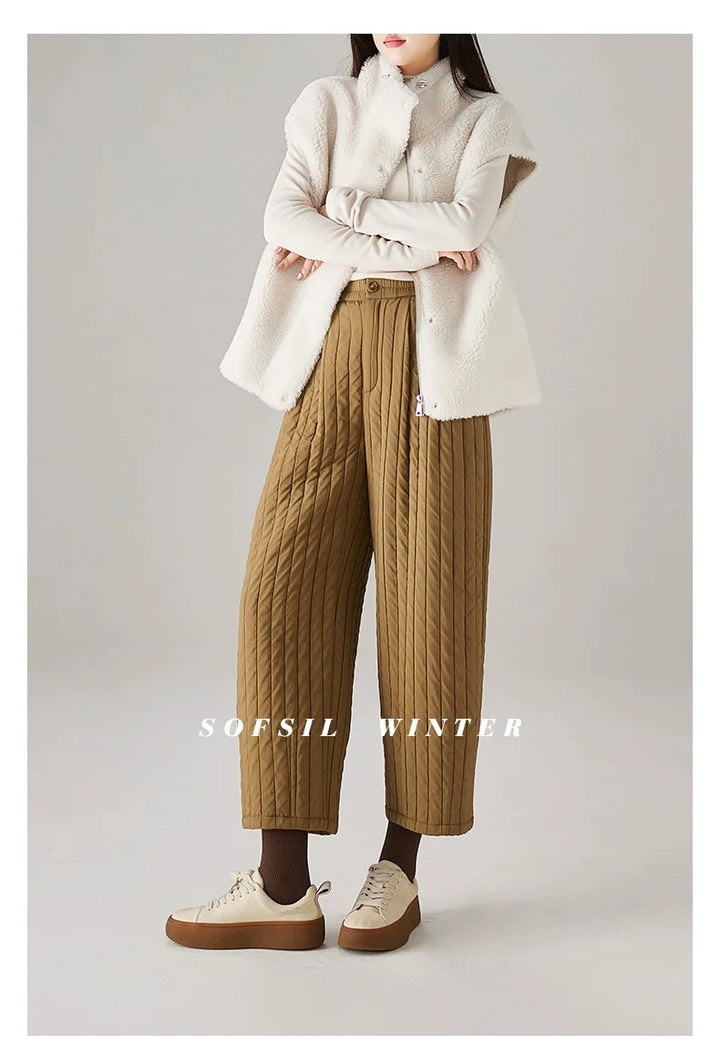 Muse & Valeur | Cotton Wide-Leg Pants for Women in Beige