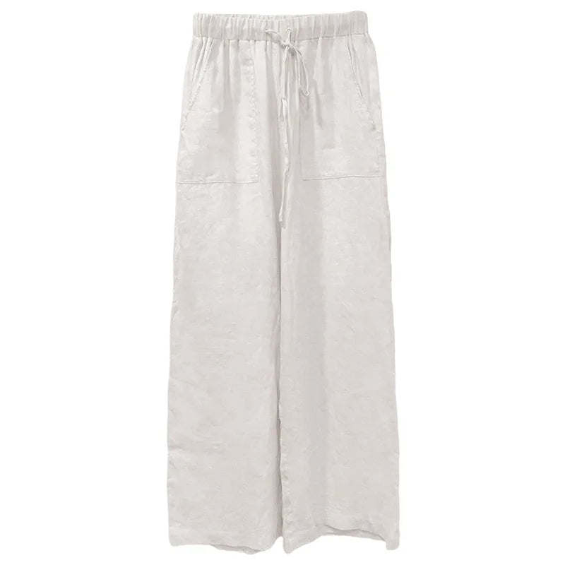 Muse & Valeur | Linen Straight Pants for Women with Drawstring