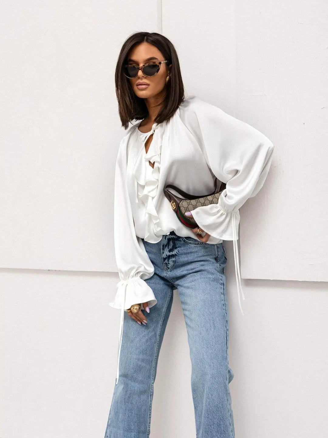 Muse and Valeur | Satin Ruffle Blouse