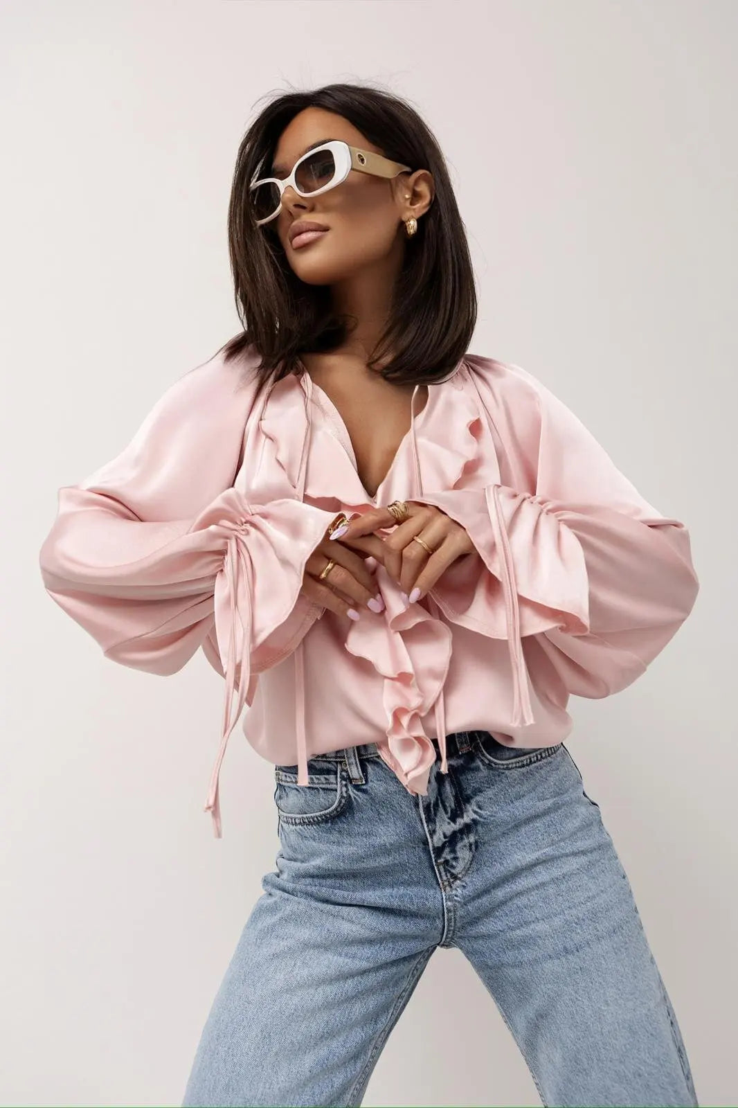 Muse and Valeur | Satin Ruffle Blouse