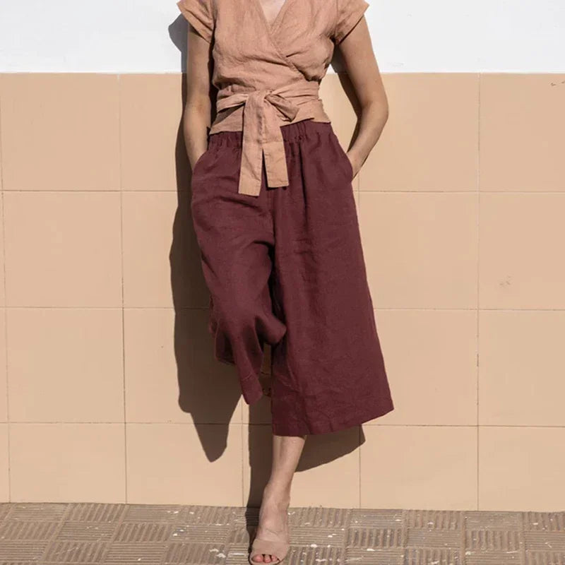 Muse & Valeur | Wide Leg Linen Pant for Women in Natural Color