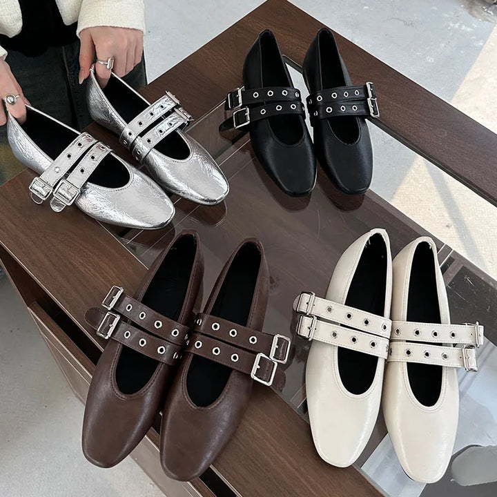 Muse & Valeur | Mary Jane Flats for Women in Black Leather