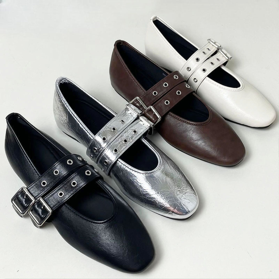 Muse & Valeur | Mary Jane Flats for Women in Black Leather