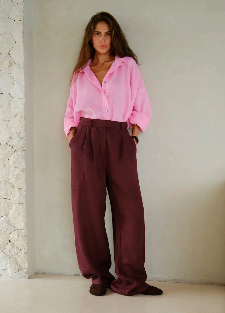 Muse & Valeur | Linen Wide-Leg Trousers for Women in Natural