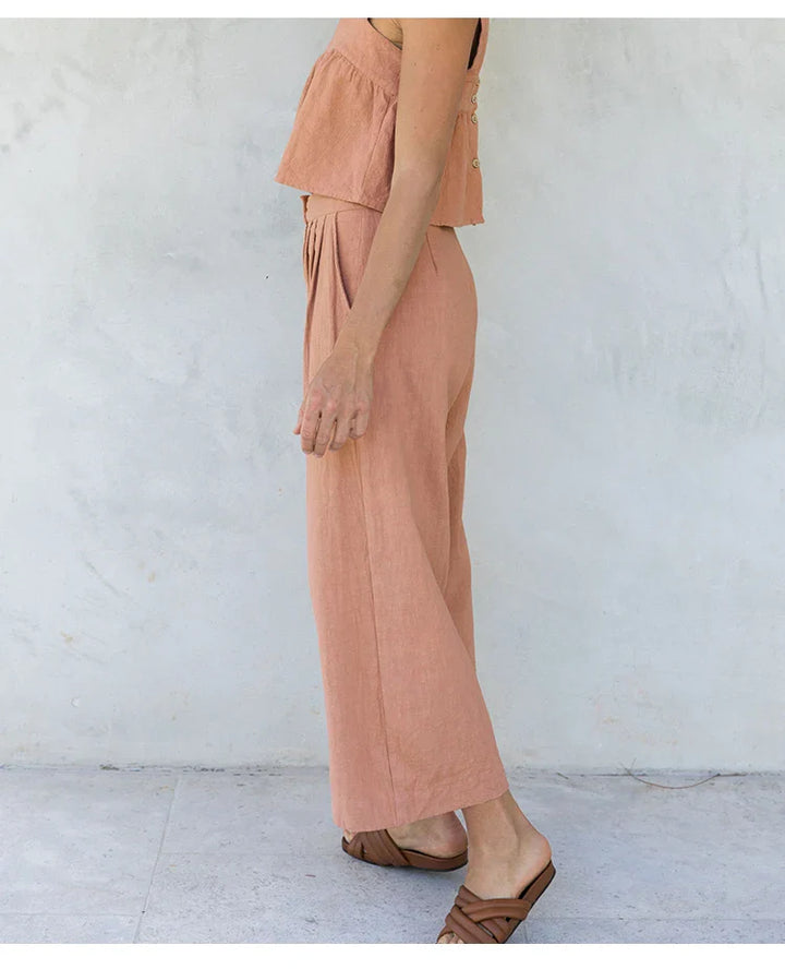 Muse & Valeur | Linen Pleated Culotte Pant for Women