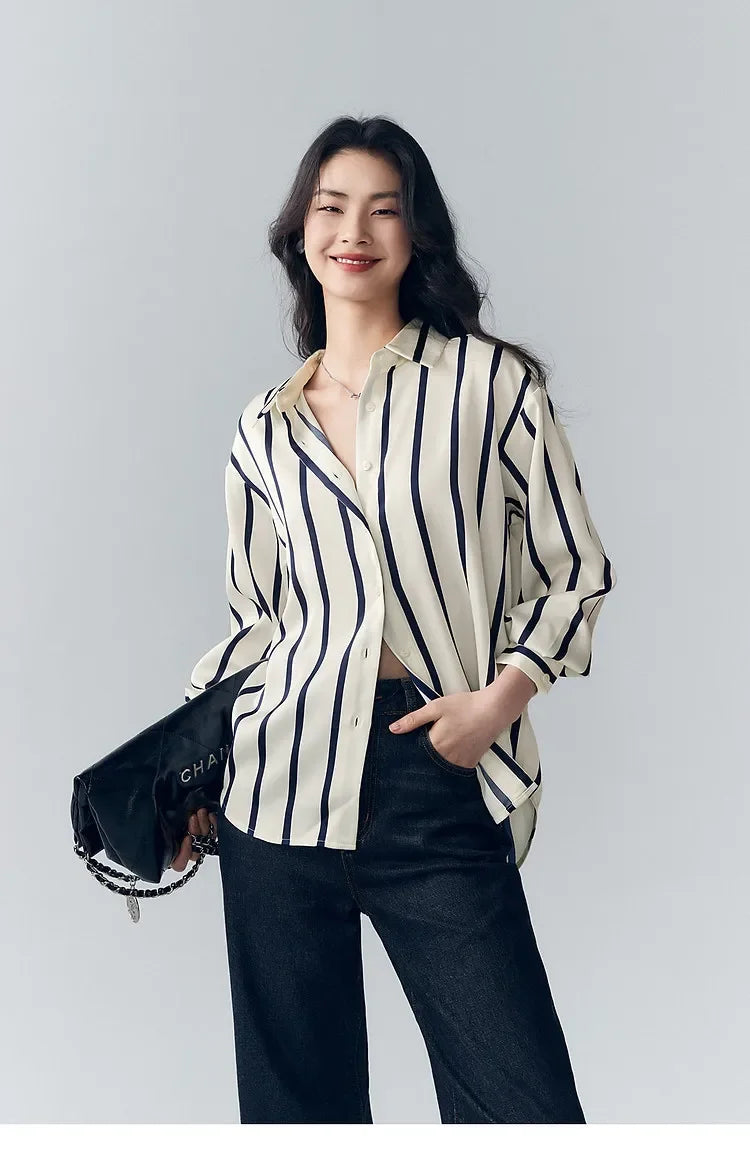 Muse and Valeur | Satin Blouse | Stripe