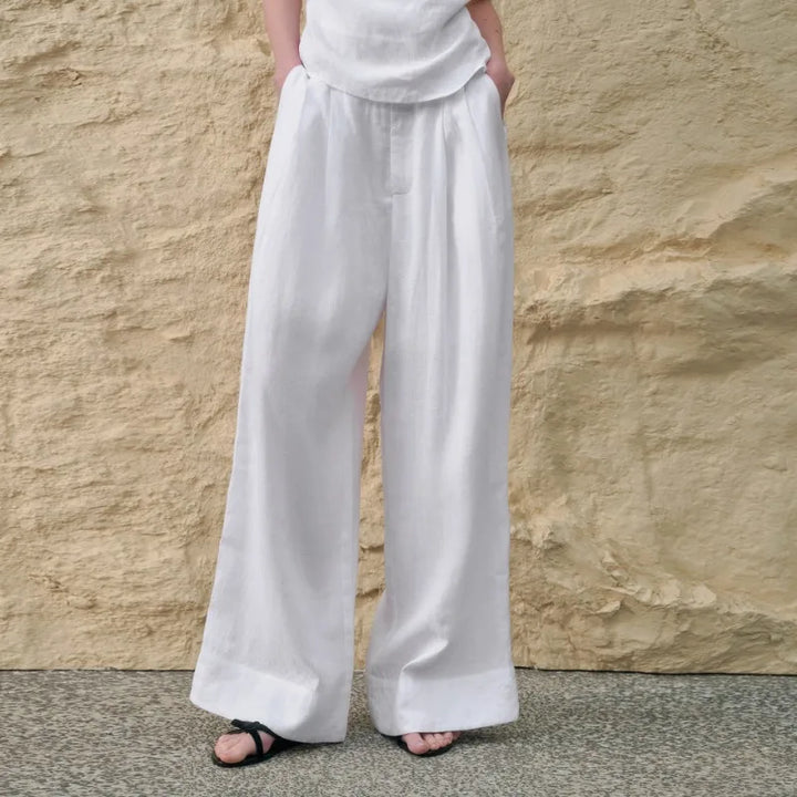 Muse & Valeur | Pleated Wide Leg Linen Pant
