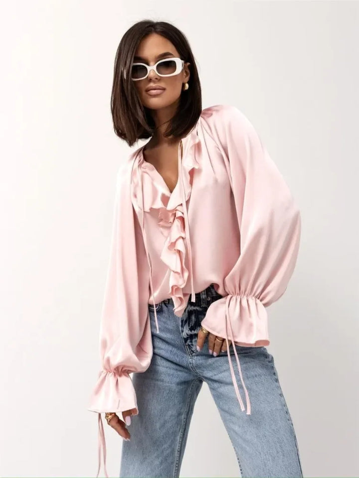 Muse and Valeur | Satin Ruffle Blouse