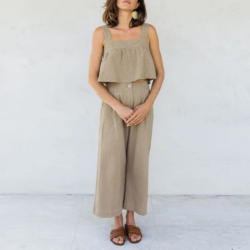 Muse & Valeur | Linen Pleated Culotte Pant for Women