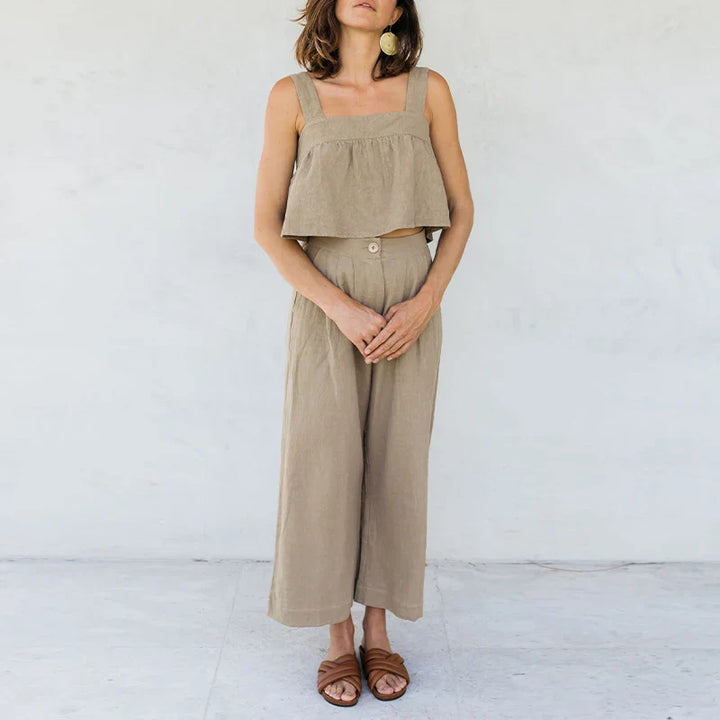 Muse & Valeur | Linen Pleated Culotte Pant for Women