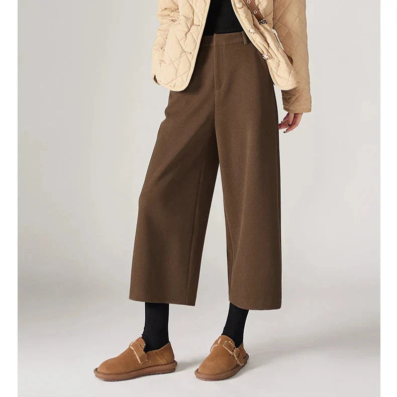 Muse & Valeur | Wool Wide Leg Pants for Women in Autumn Color