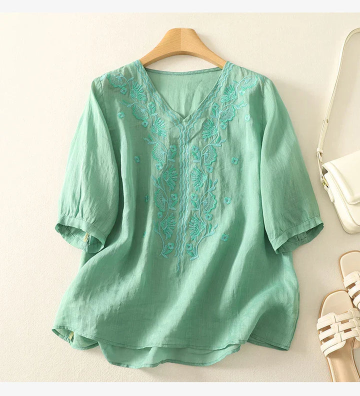 Muse and Valeur | V-Neck Cotton Blouse