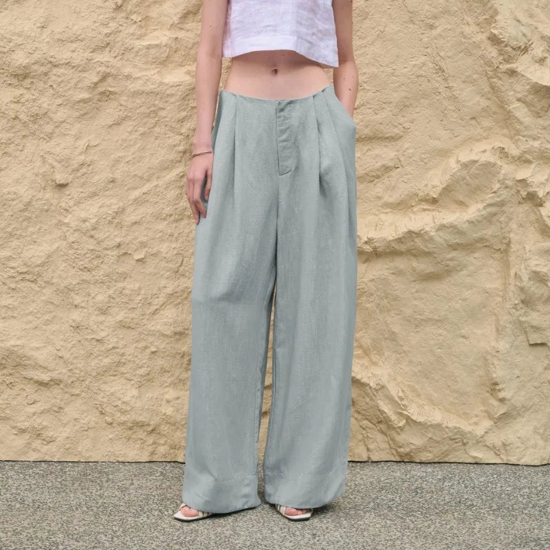 Muse & Valeur | Pleated Wide Leg Linen Pant