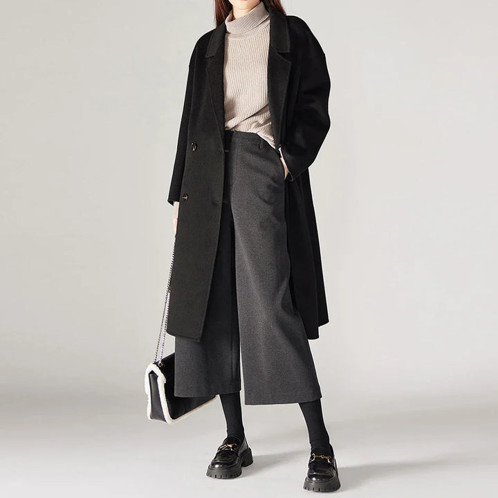 Muse & Valeur | Wool Wide Leg Pants for Women in Autumn Color
