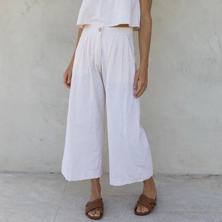Muse & Valeur | Linen Pleated Culotte Pant for Women