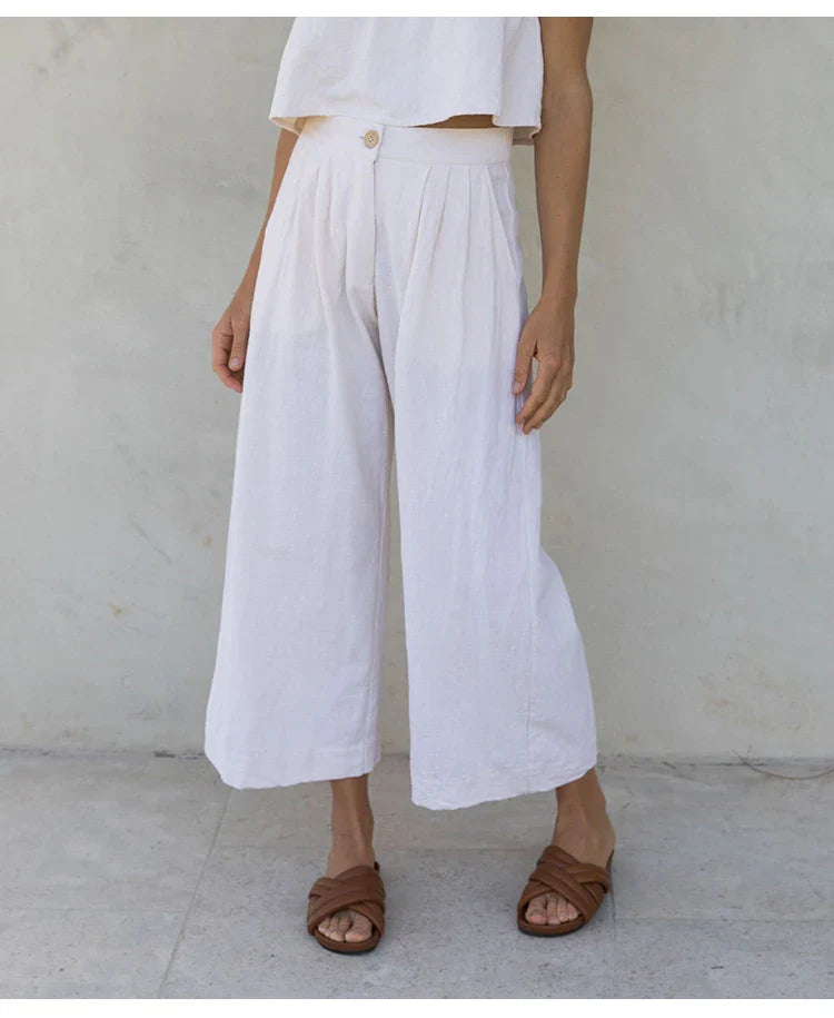 Muse & Valeur | Linen Pleated Culotte Pant for Women