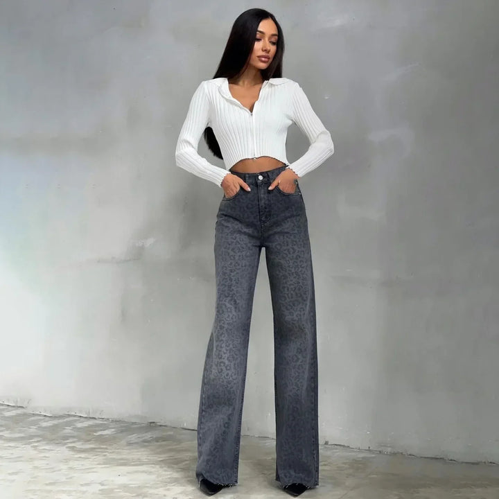 Muse & Valeur | Leopard Straight Jeans for Women