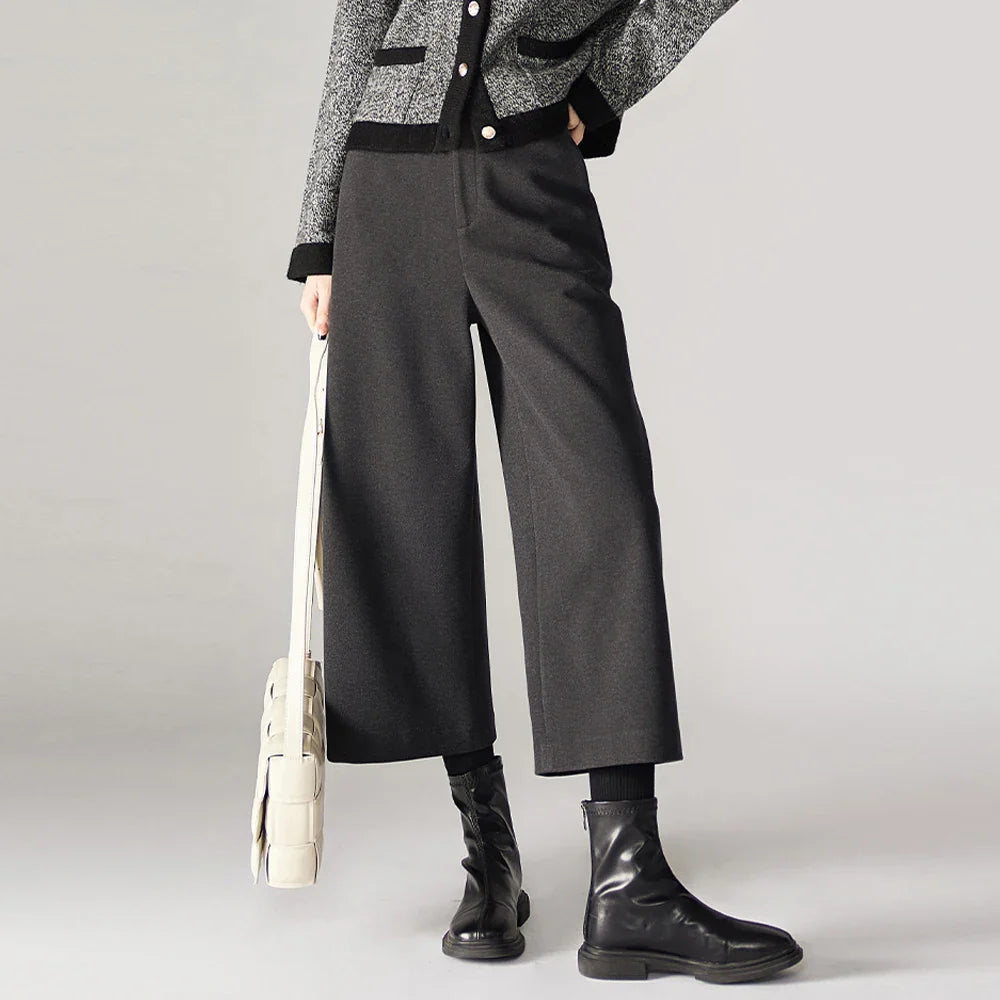 Muse & Valeur | Wool Wide Leg Pants for Women in Autumn Color