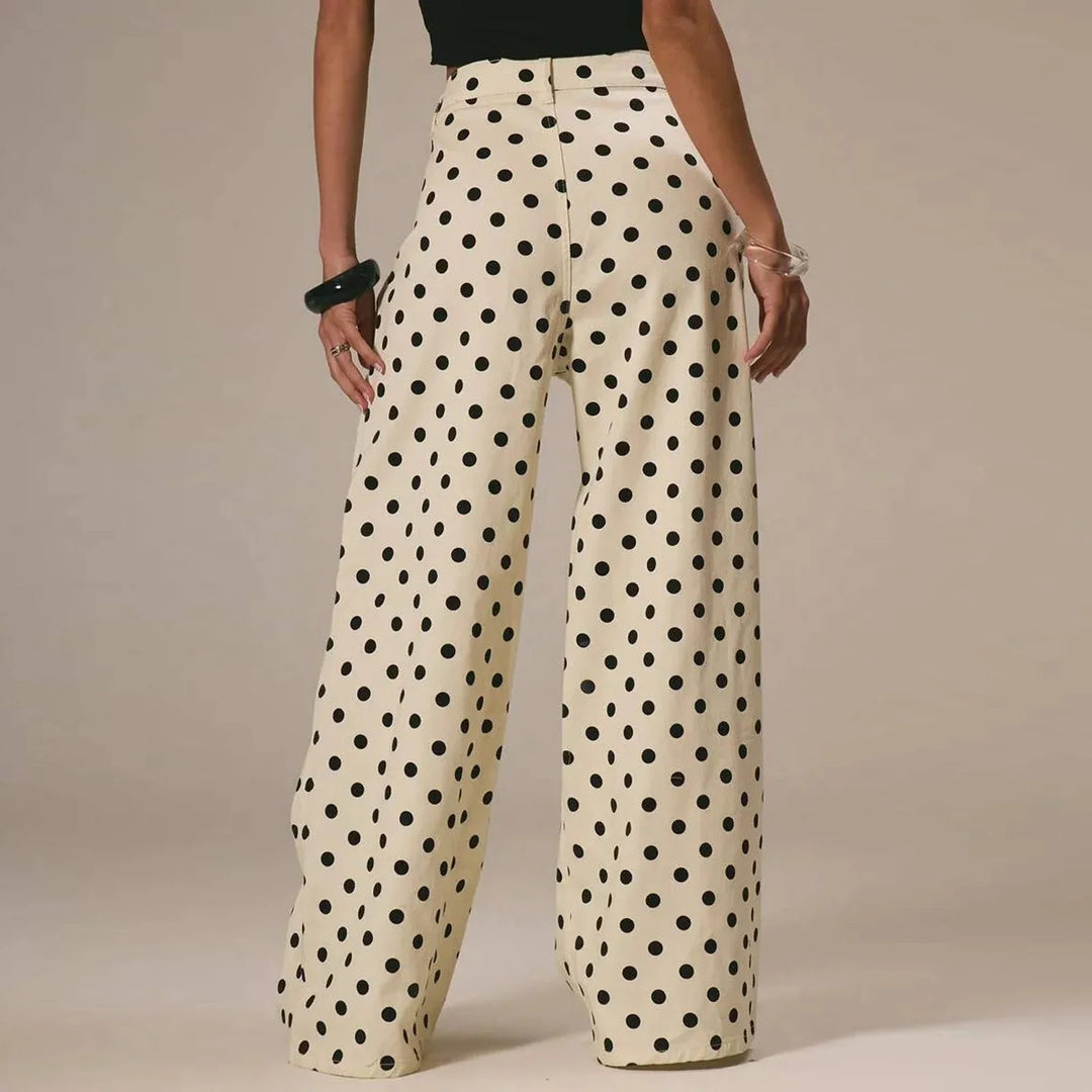 Muse & Valeur | Polka Dot Wide-Leg Trousers for Women