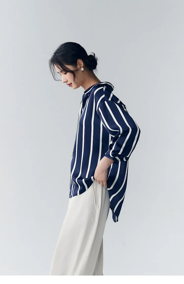 Muse and Valeur | Satin Blouse | Stripe